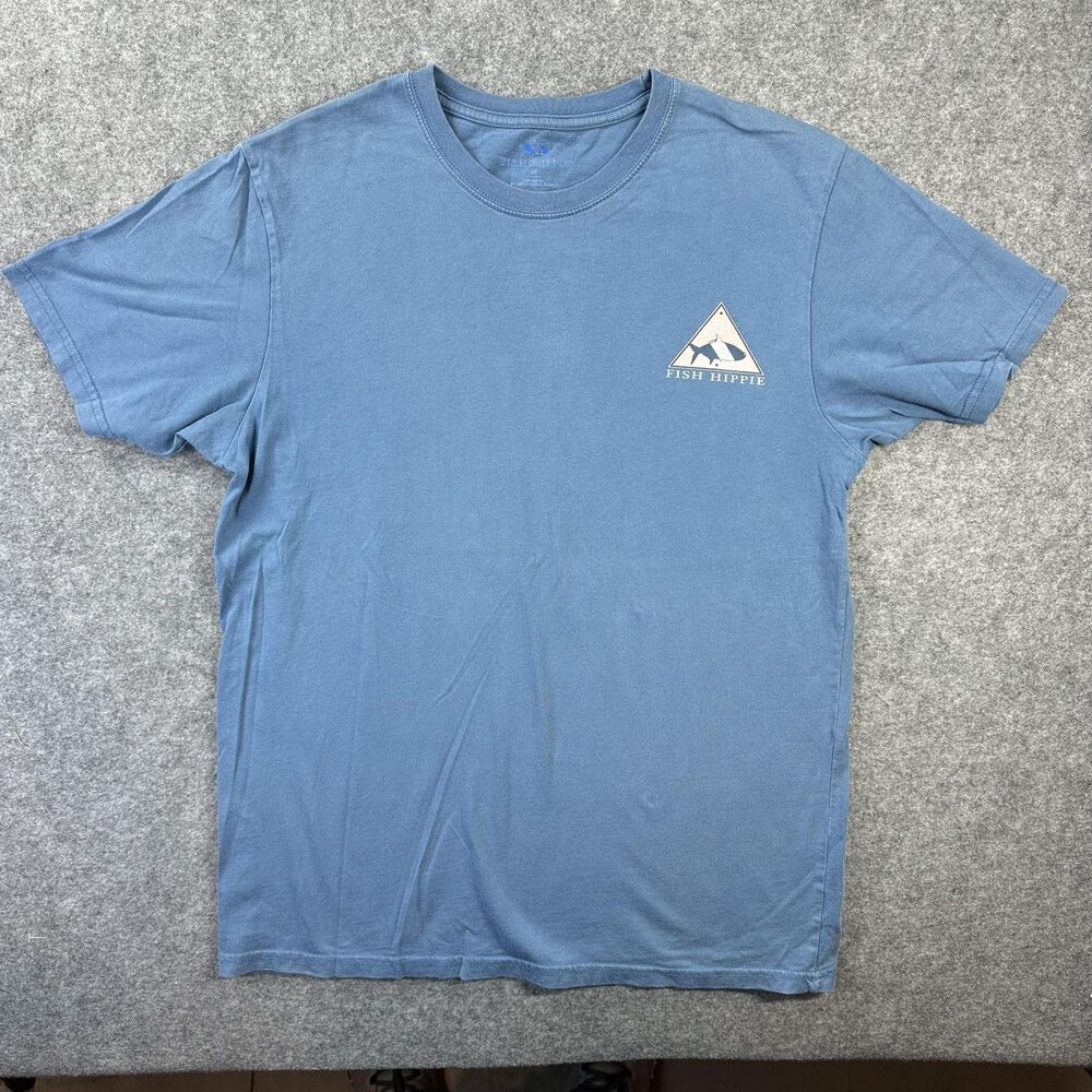 Fish Hippie Shirt Mens Medium Blue Proper Guide 10 Graphic Fishing Tee Tagless
